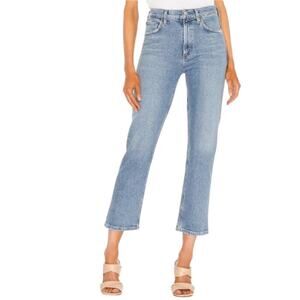 AGOLDE Wilder Mid Rise Comfort Straight Cropped Jeans in Cascadia Light Wash 29